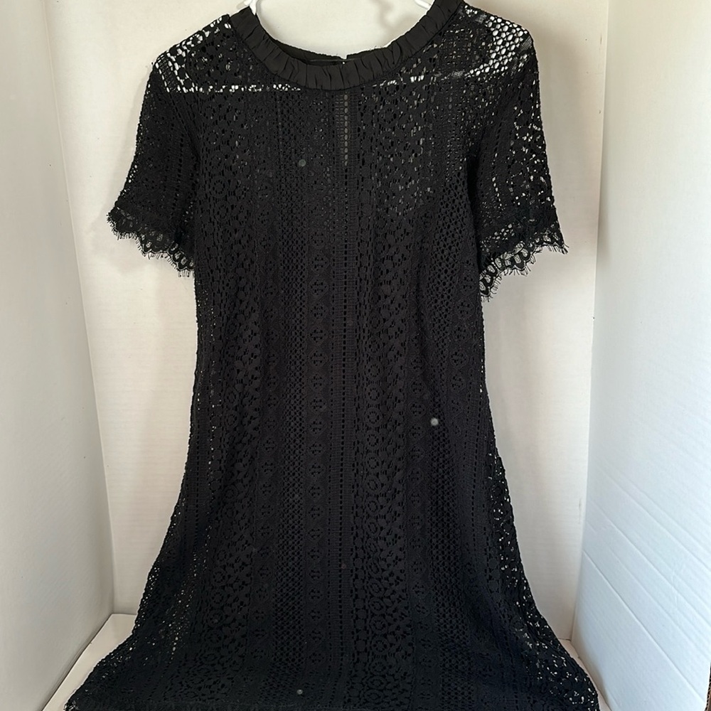 LC Lauren conrad black short sleeve lace overlay dress size 16 whimsigoth